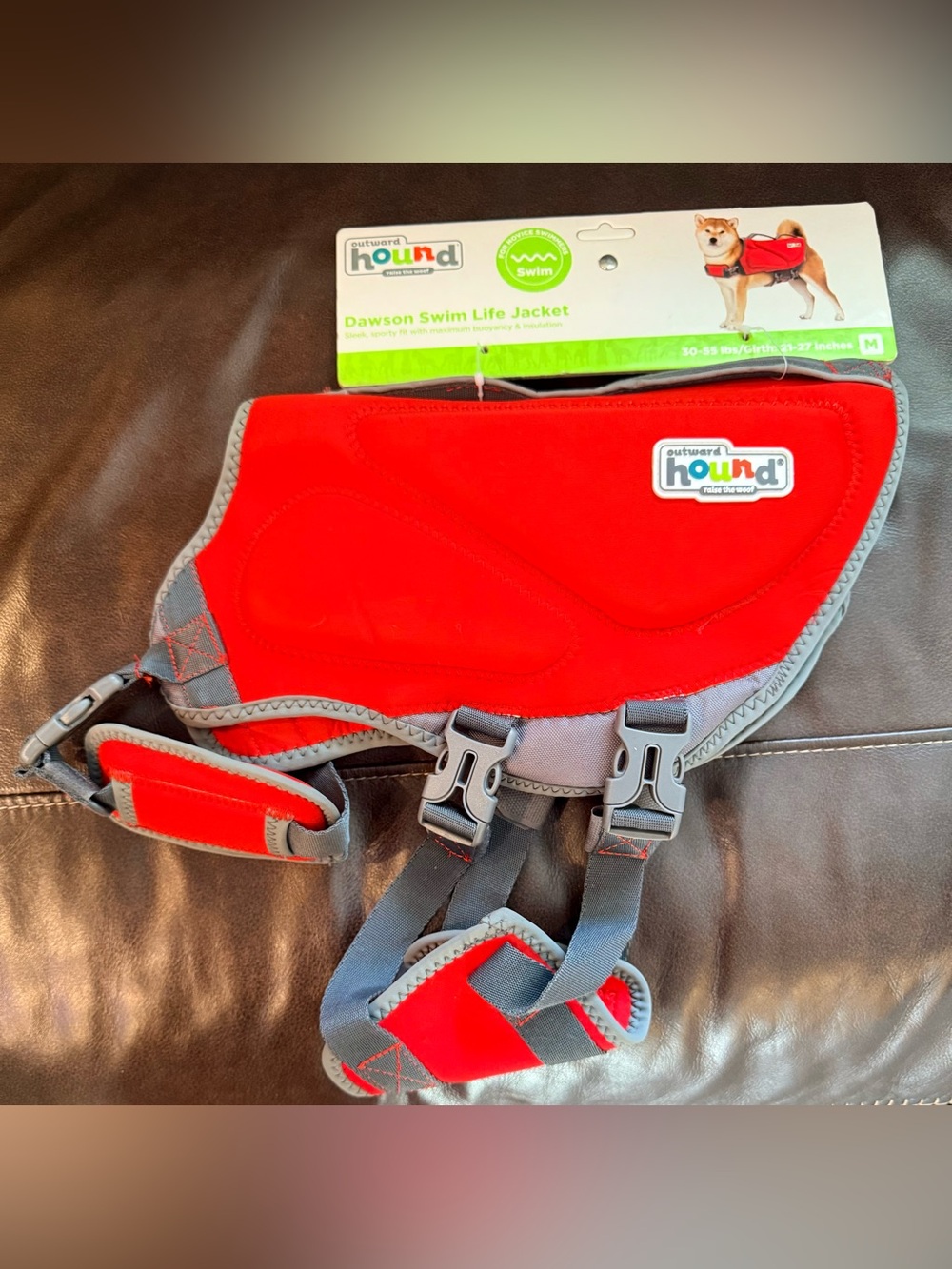Outward Hound Red Dog Swim Life Jacket with Gray Trim NWT - Picture 2 of 4